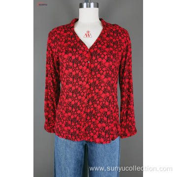 Ladie's rayon printed woven shirt